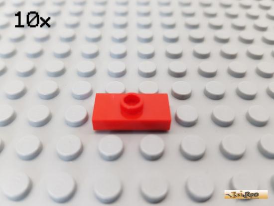 LEGO 10Stk Fliese / Platte 1x2 mit 1 Noppe mittig rot 3794