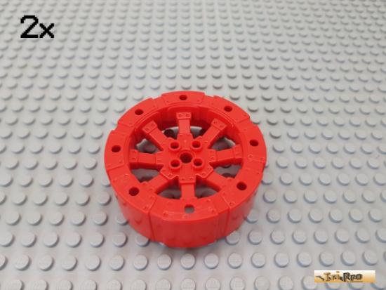 LEGO 2Stk Felge / Reifen / Rundstein 55mm rot 55817