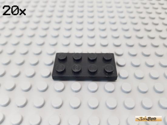 LEGO 20Stk Platte Basic 2x4 schwarz 3020