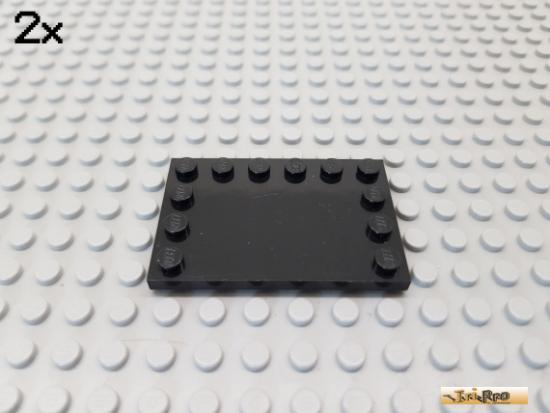 LEGO 2Stk Platte / Fliese mit Randnoppen 4x6 schwarz 6180