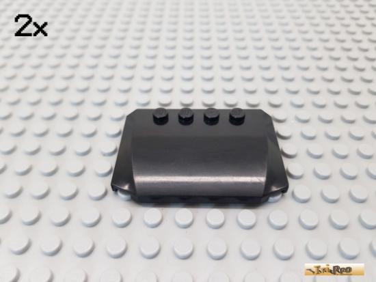 LEGO 2Stk Platte / Motorhaube mit Randnoppen 4x6x2/3 schwarz 52031