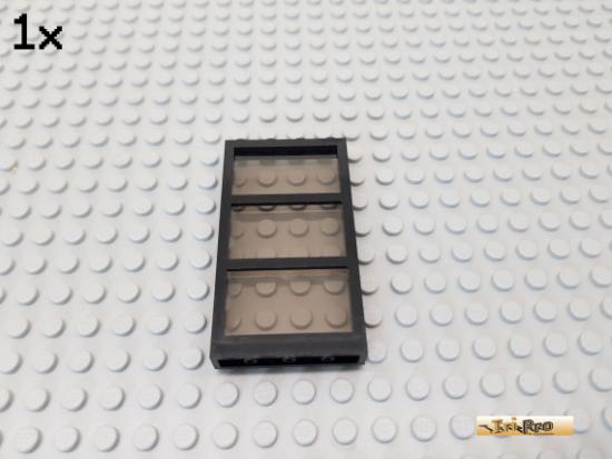 LEGO 1Stk Fensterrahmen 1x4x6 mit Sprossen schwarz 6160 + Glas transp. schwarz