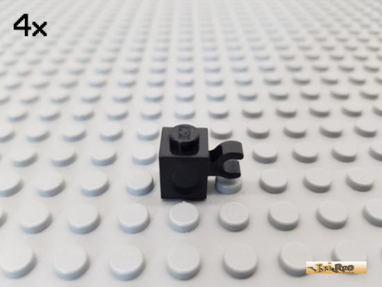 LEGO 4Stk Stein 1x1 mit Clip horizontal schwarz 60476