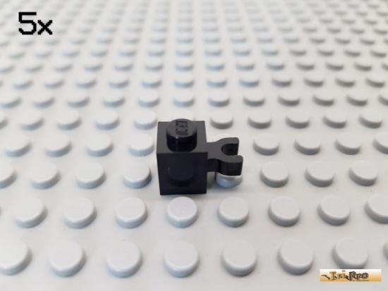 LEGO 5Stk Stein 1x1 mit Clip vertikal schwarz 30241