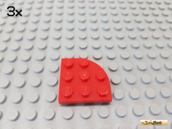 LEGO 3Stk Platte / Viertelkreis 3x3 rot 30357