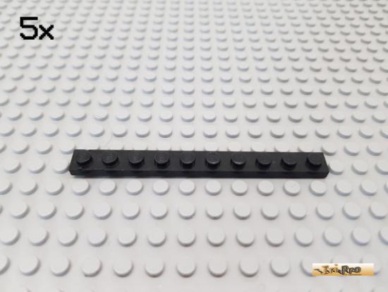 LEGO 5Stk Platte Basic 1x10 schwarz 4477