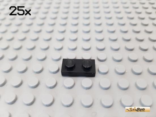 LEGO 25Stk Platte Basic 1x2 schwarz 3023