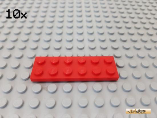 LEGO 10Stk Platte Basic 2x6 rot 3795