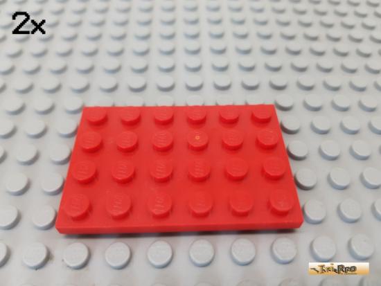 LEGO 2Stk Platte Basic 4x6 rot 3032