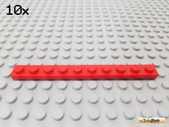 LEGO 10Stk Platte Basic 1x10 rot 4477