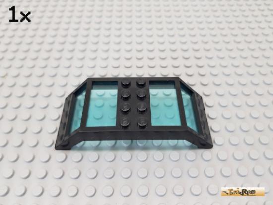 LEGO 1Stk Fenster / Dach 4x10x2 schwarz 30343 + Glas transparent blau