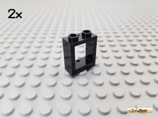 LEGO 2Stk Fenster / Fensterrahmen 1x2x2 schwarz 60592