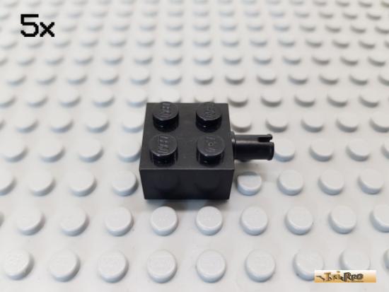 LEGO 5Stk Stein Basic 2x2 mit Pin / Achsstein schwarz 4730