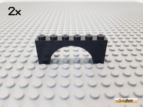 LEGO 2Stk Bogen / Bogenstein 1x6x2 schwarz 3307