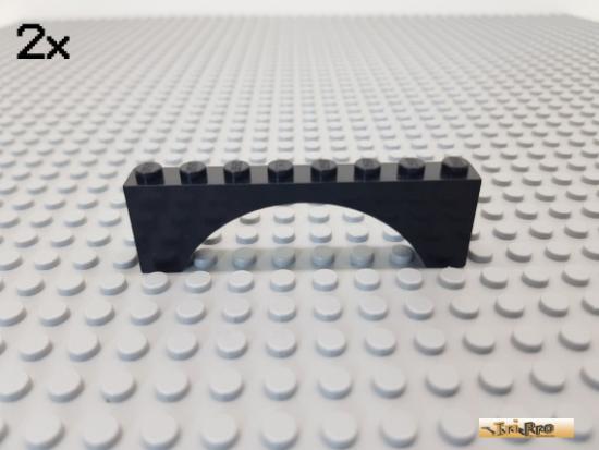 LEGO 2Stk Bogen / Bogenstein 1x8x2 schwarz 3308