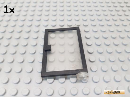 LEGO 1Stk Tr / Trblatt rechts 1x4x5 schwarz + Glas transparent 73435 (zerkratzt)