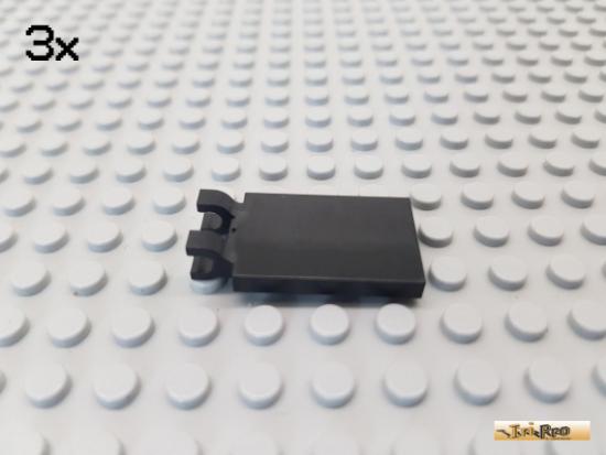 LEGO 3Stk Platte / Fliese mit 2 Clips 2x3 schwarz 30350