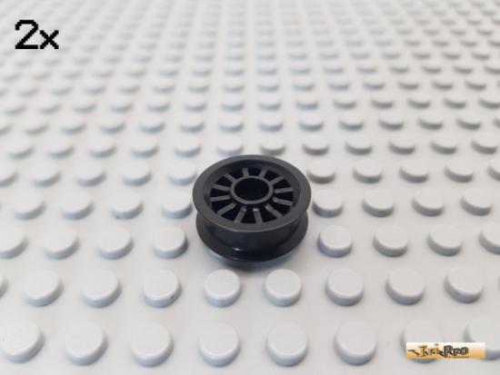 LEGO 2Stk Rad / Felge 12 Speichen schwarz 30155