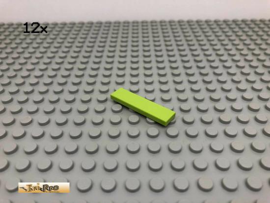 LEGO 12Stk 1x4 Fliese Platte Plate Basic Limette, Lime 2431 80