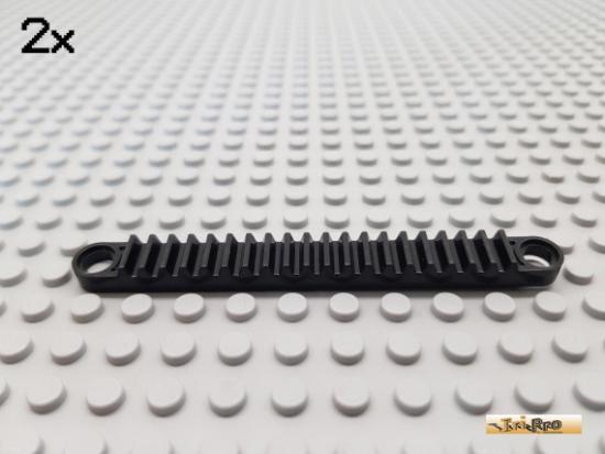 LEGO 2Stk Technic Zahnstange 1x10 mit Loch schwarz 6592