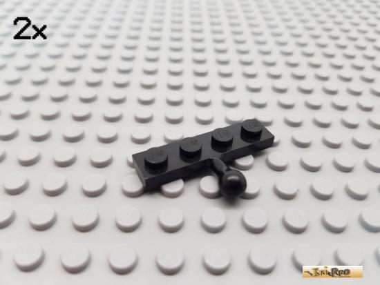 LEGO 2Stk Platte 1x4 / Kupplung mit Kugel schwarz 3184