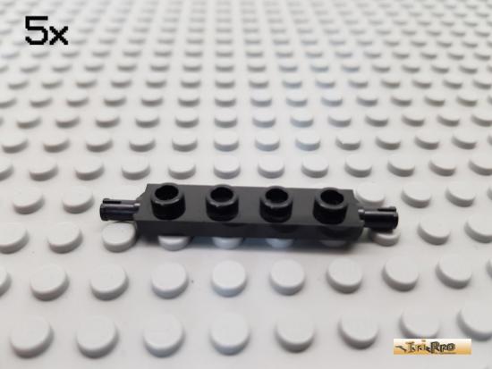 LEGO 5Stk Platte 1x4 / Achsplatte schwarz 2926