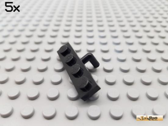 LEGO 5Stk Platte 1x4 mit Haken senkrecht schwarz 30043