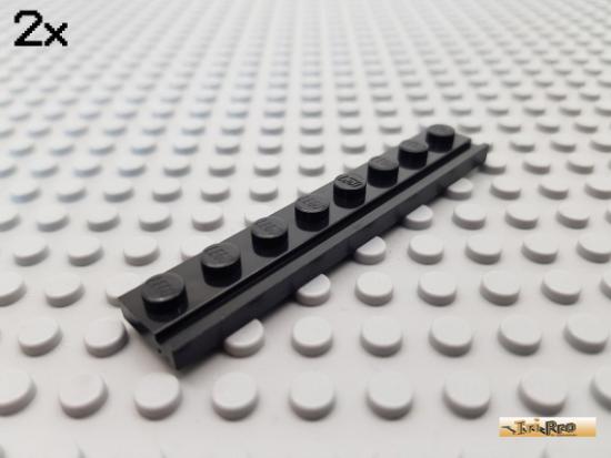 LEGO 2Stk Platte 1x8 mit Nut / Fhrung schwarz 4510