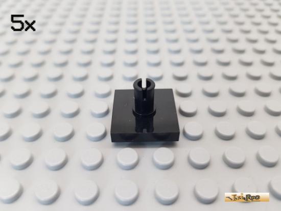 LEGO 5Stk Platte / Fliese 2x2 mit Pin schwarz 2460