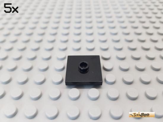 LEGO 5Stk Platte / Fliese mit 1 Noppe mittig schwarz 87580