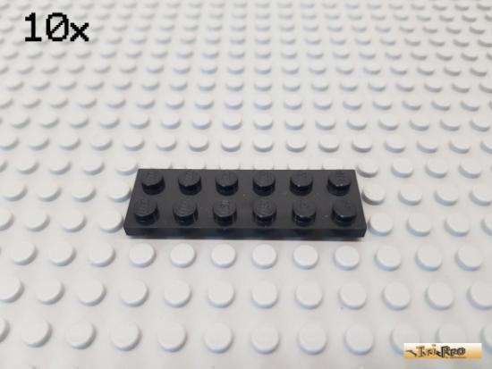 LEGO 10Stk Platte Basic 2x6 schwarz 3795