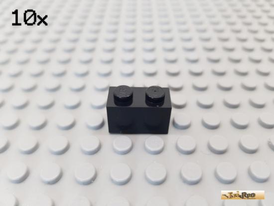 LEGO 10Stk Stein Basic 1x2 schwarz 3004