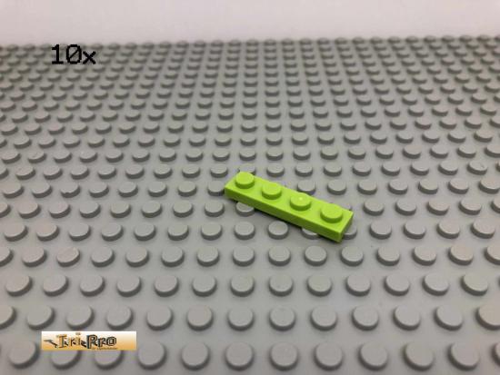 LEGO 10Stk 1x4 Platte Plate Basic Limette, Lime 3710 75