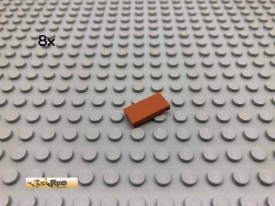 LEGO 8Stk 1x2 Fliese Dunkelorange, Braun Orange 3069 50