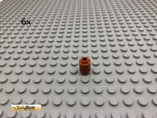 LEGO 6Stk 1x1 Stein Rund Dunkelorange, Braun Orange 3062 49