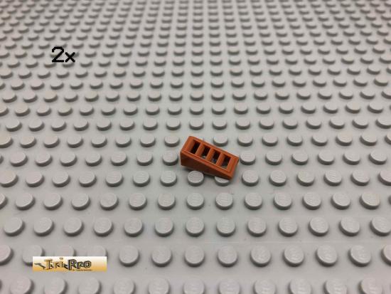 LEGO 2Stk 1x2 Gitter Dachstein, Schrgstein Dunkelorange, Braun Orange 61409 38