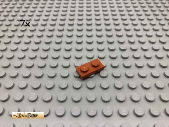 LEGO 7Stk 1x2 Platte Dunkelorange, Braun Orange 3023 34