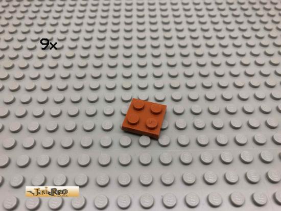 LEGO 9Stk 2x2 Platte Dunkelorange, Braun Orange 3022 19