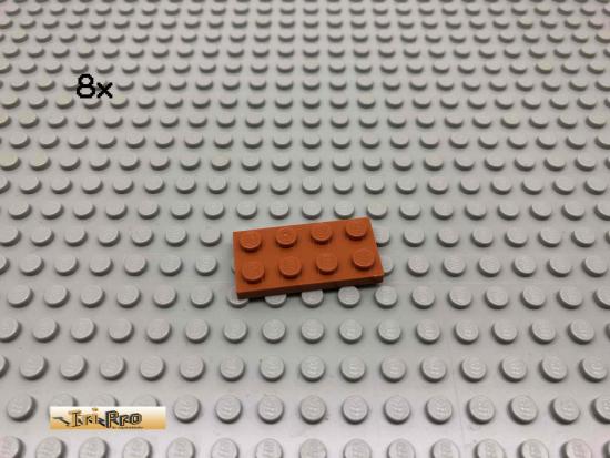 LEGO 8Stk 2x4 Platte Dunkelorange, Braun Orange 3020 16