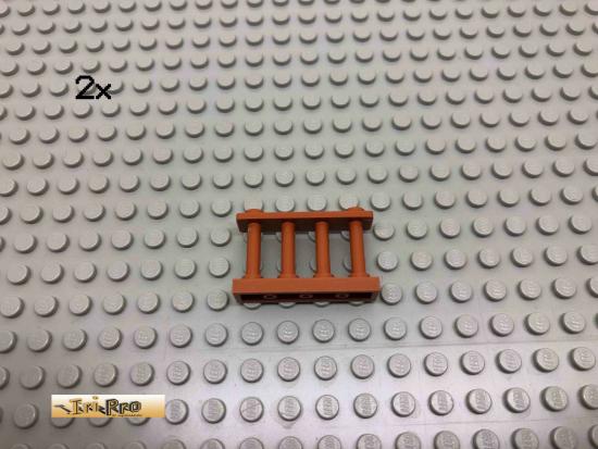 LEGO 2Stk 1x4x2 Zaun Dunkelorange, Braun Orange 30055 14