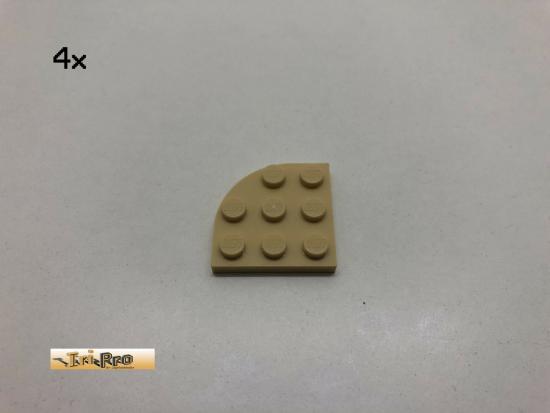 LEGO 4Stk 3x3 Platte abgerundet Basic Brick Beige, 30357 bd