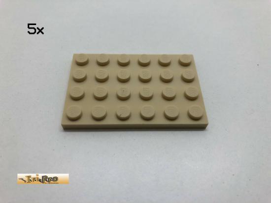 LEGO 5Stk 4x6 Platte Basic Brick Beige, 3032 bk