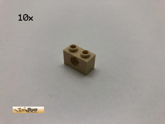 LEGO 10Stk 1x2x1 Technik Lochstein Basic Brick Beige, Tan 3700 s