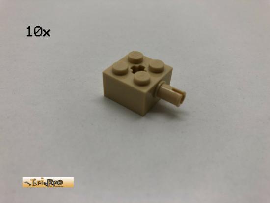 LEGO 10Stk 2x2x1 Pin und Kreuz Achsloch Brick Beige, Tan 6232 ce