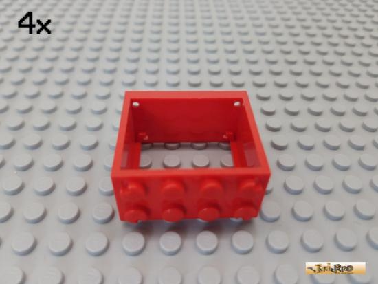 LEGO 4Stk Fenster / Fensterrahmen 2x4x3 rot 4132