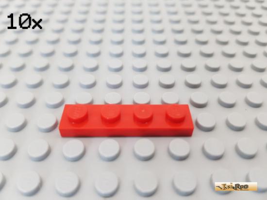 LEGO 10Stk Platte Basic 1x4 rot 3710