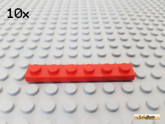 LEGO 10Stk Platte Basic 1x6 rot 3666