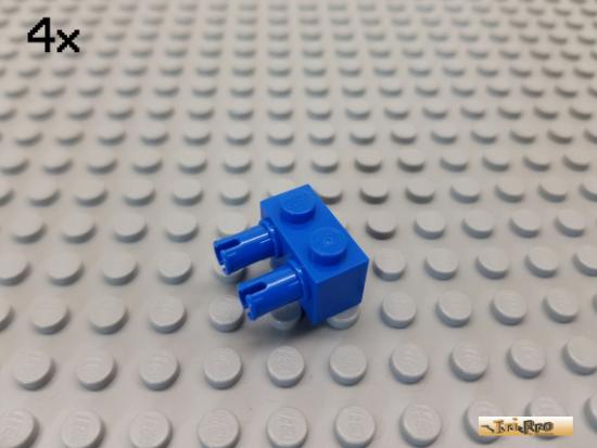 LEGO 4Stk Stein 1x2 modifiziert mit 2 Pins blau 30526