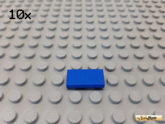 LEGO 10Stk Fliese / Kachel 1x2 basic blau 3069