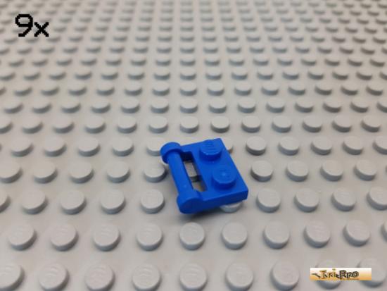 LEGO 9Stk Platte 1x2 modifiziert mit Griff blau 48336